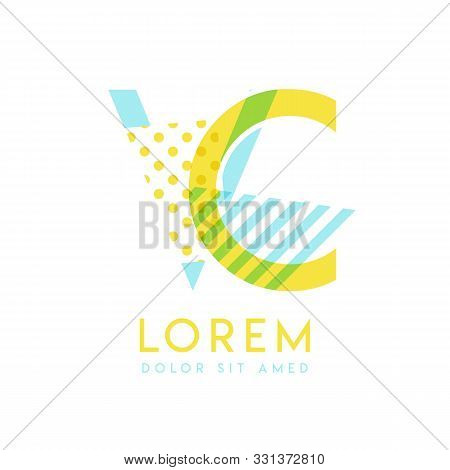 Vc Natural Logo Design With Yellow And Ocean Blue Color That Can Be Used For Creative Business And A