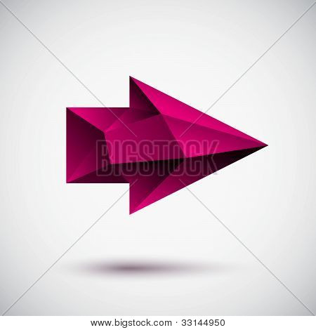 3D freccia destra magenta con sfondo chiaro