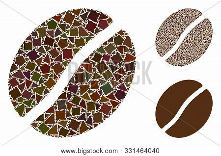 Coffee Bean Composition Of Humpy Parts In Various Sizes And Shades, Based On Coffee Bean Icon. Vecto