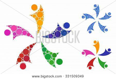 Collaboration Logo Mosaic Of Small Circles In Variable Sizes And Color Tinges, Based On Collaboratio