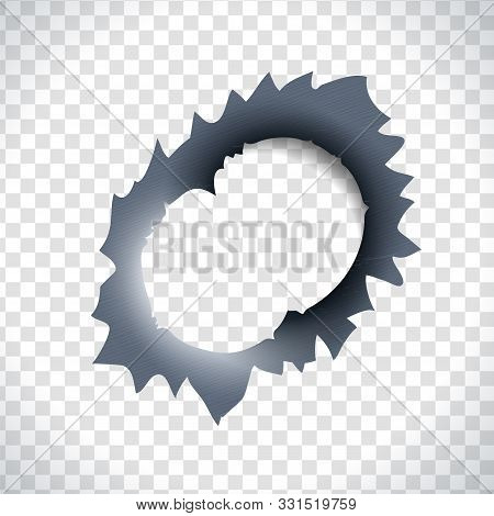 Bullet Hole With A Double Hit In A Metal Material.