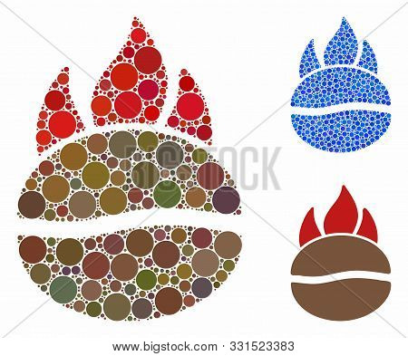 Fired Coffee Bean Composition Of Round Dots In Different Sizes And Color Tones, Based On Fired Coffe