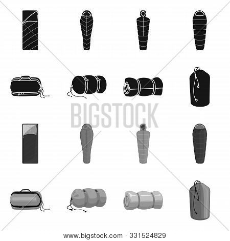 Vector Illustration Of Blanket And Camping Logo. Collection Of Blanket And Equipment Stock Vector Il