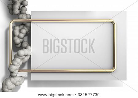 Abstract Light Color Frame As Background With Soft Beton Balls 3d Render Image