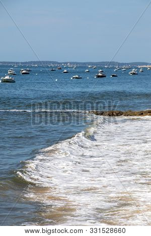 Arcachon, France - September 10, 2018: Boats Moored  In Archachon Bay, Gironde, France