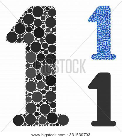 Digit One Mosaic Of Circle Elements In Different Sizes And Color Hues, Based On Digit One Icon. Vect