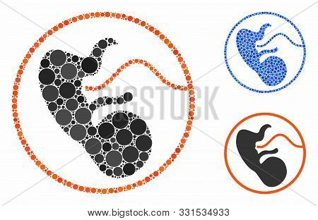 Pregnancy Composition Of Round Dots In Different Sizes And Color Tones, Based On Pregnancy Icon. Vec