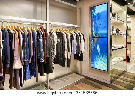 HONG KONG, CHINA - CIRCA JANUARY, 2019: clothes on display at Kenzo store in Elements shopping mall