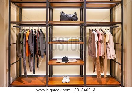 HONG KONG, CHINA - CIRCA JANUARY, 2019: interior shot of Bottega Veneta store in Elements shopping mall. Bottega Veneta is an Italian luxury goods and high fashion brand.