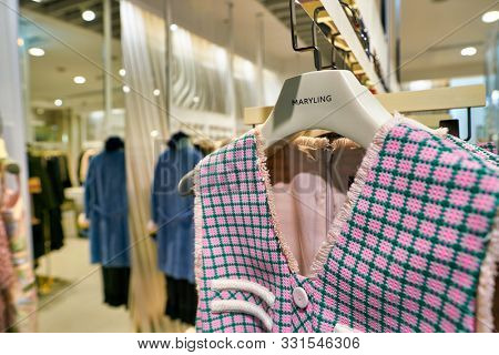 HONG KONG, CHINA - CIRCA JANUARY, 2019: clothes on display at Maryling store in Elements shopping mall.