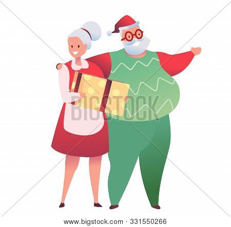 Vector Cartoon Senior Couple For Christmas Design