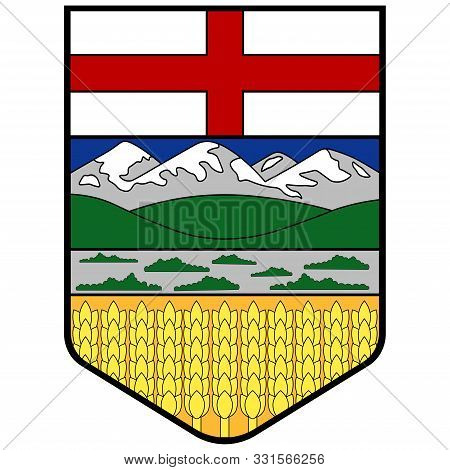 Coat Of Arms Of Alberta Is A Western Province Of Canada. Vector Illustration