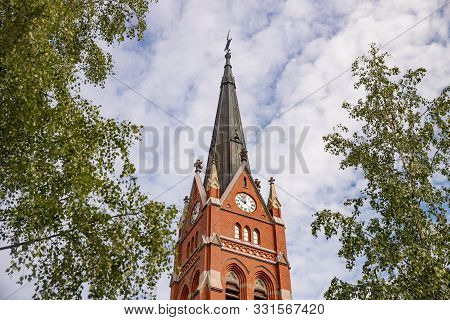Lulea, Sweden Panorama City, Cathedral Sunny Day, Blue Sky
