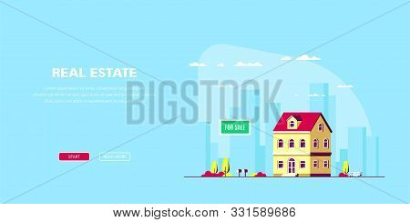 Real Estate Concept Banner. Stock Vector Illustration