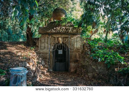 Villa Torlonia, Rome, Italy - October 2019: Steel Gate Or Door In Underground Mussolini Bunker.