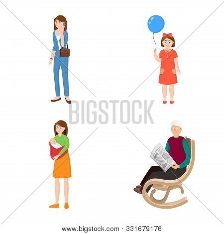 Vector Illustration Of Family And People Sign. Set Of Family And Avatar Vector Icon For Stock.