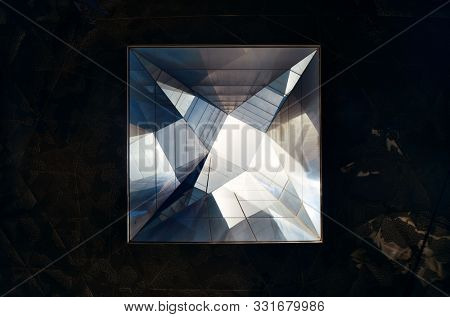 BARCELONA, SPAIN â MAY 13, 2019: Abstract ceiling windo. Museum of Natural Sciences with modern architectural design.