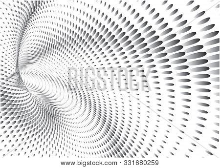 Dotted Halftone Vector Spiral Pattern Or Texture. Stipple Dot Backgrounds With Gray Ellipses