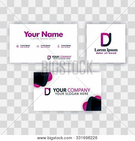 Clean Business Card Template Concept. Vector Purple Modern Creative. Jd Letter Logo Minimal Gradient