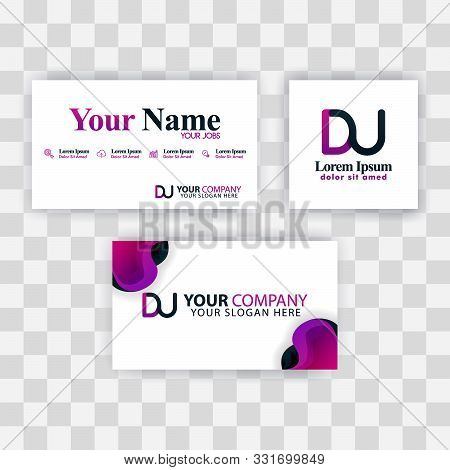 Clean Business Card Template Concept. Vector Purple Modern Creative. Ud Letter Logo Minimal Gradient