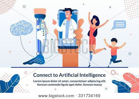 Modern Artificial Intelligence Technologies In Medicine Trendy Flat Vector Advertising Banner, Promo