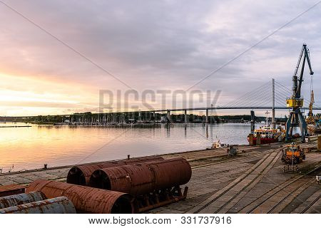 View Of The Commercial Harbour Of Stralsund