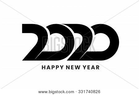 2020 Logo Design With Happy New Year Text. Isolated On White Background. Brochure Design Template, C