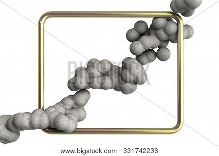 Abstract Light Color Frame As Background With Soft Beton Balls 3d Render Image On White No Shadow