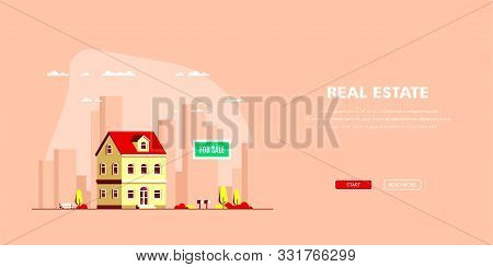 Real Estate Concept Banner. Stock Vector Illustration