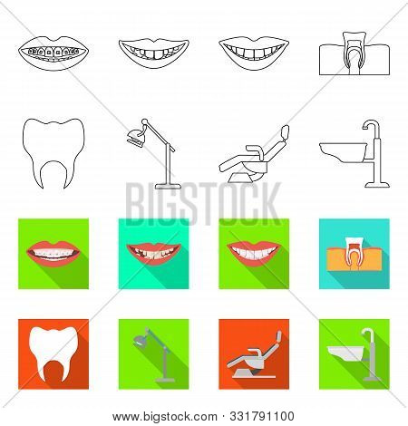 Vector Design Of Dentistry And Care Logo. Set Of Dentistry And Dental Vector Icon For Stock.