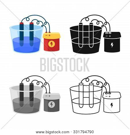 Isolated Object Of Process And Battery Sign. Graphic Of Process And Electrolysis Vector Icon For Sto