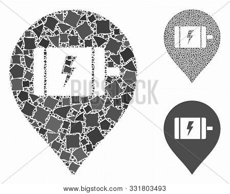 Electric Engine Marker Composition Of Inequal Pieces In Various Sizes And Shades, Based On Electric 