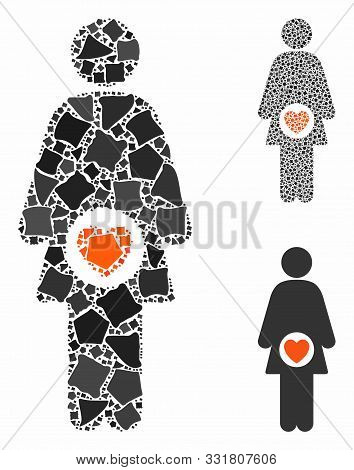 Fertility Mosaic Of Inequal Pieces In Various Sizes And Color Hues, Based On Fertility Icon. Vector 