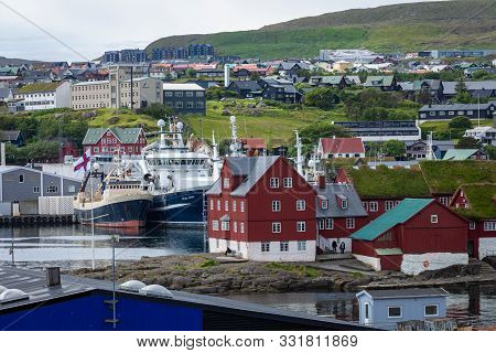 Torshawn, Faroe Islands, Denmark - July 05, 2019: Harbour In Bay Of Torshawn, Which Is The Capital C