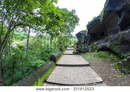 Kanheri Caves City Mumbai State Maharashtra In India. It Is A Ancient Monuments And Old Temple Build
