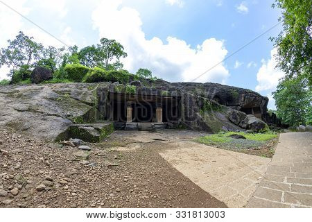 Kanheri Caves City Mumbai State Maharashtra In India. It Is A Ancient Monuments And Old Temple Build