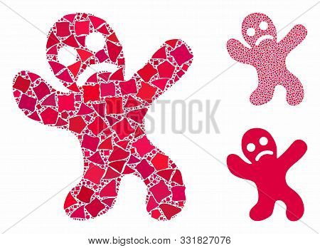 Sad Cookie Man Mosaic Of Uneven Items In Different Sizes And Color Tones, Based On Sad Cookie Man Ic
