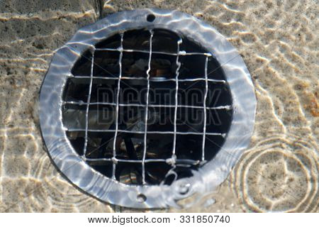 The Closeup Of A Well Drain And Filter Under The Water Surface.