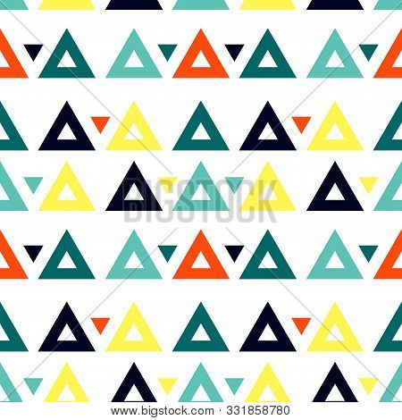 Abstract Seamless Pattern With Graphyc Elements - Triangles.  Avant-garde Collage Style. Geometric W