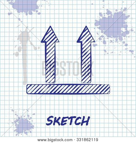Sketch Line This Side Up Icon Isolated On White Background. Two Arrows Indicating Top Side Of Packag