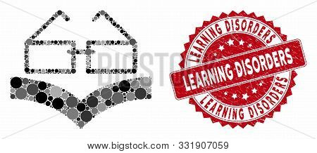 Mosaic Reading Glasses And Distressed Stamp Watermark With Learning Disorders Caption. Mosaic Vector