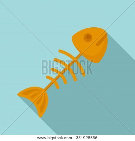 Fish Skull Icon. Flat Illustration Of Fish Skull Vector Icon For Web Design