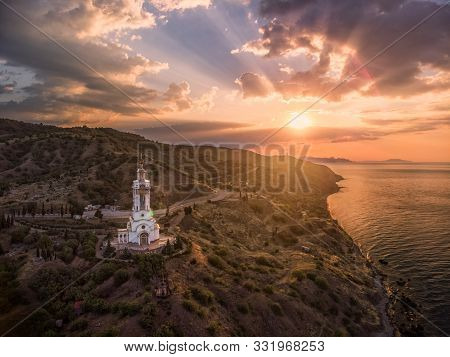 Temple Lighthouse Of St. Nicholas The Mirlikisky, Aero View