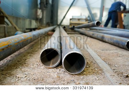 Many Pipes With Prepared Edges For Electric Arc Welding At A Refinery