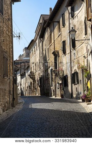 Sermoneta, Latina, Lazio, Italy: Typical Street Of The Historic Town.
