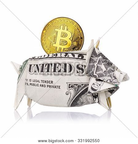 Bitcoin Securely Stored In The Us Dollar Isolated On A White Background