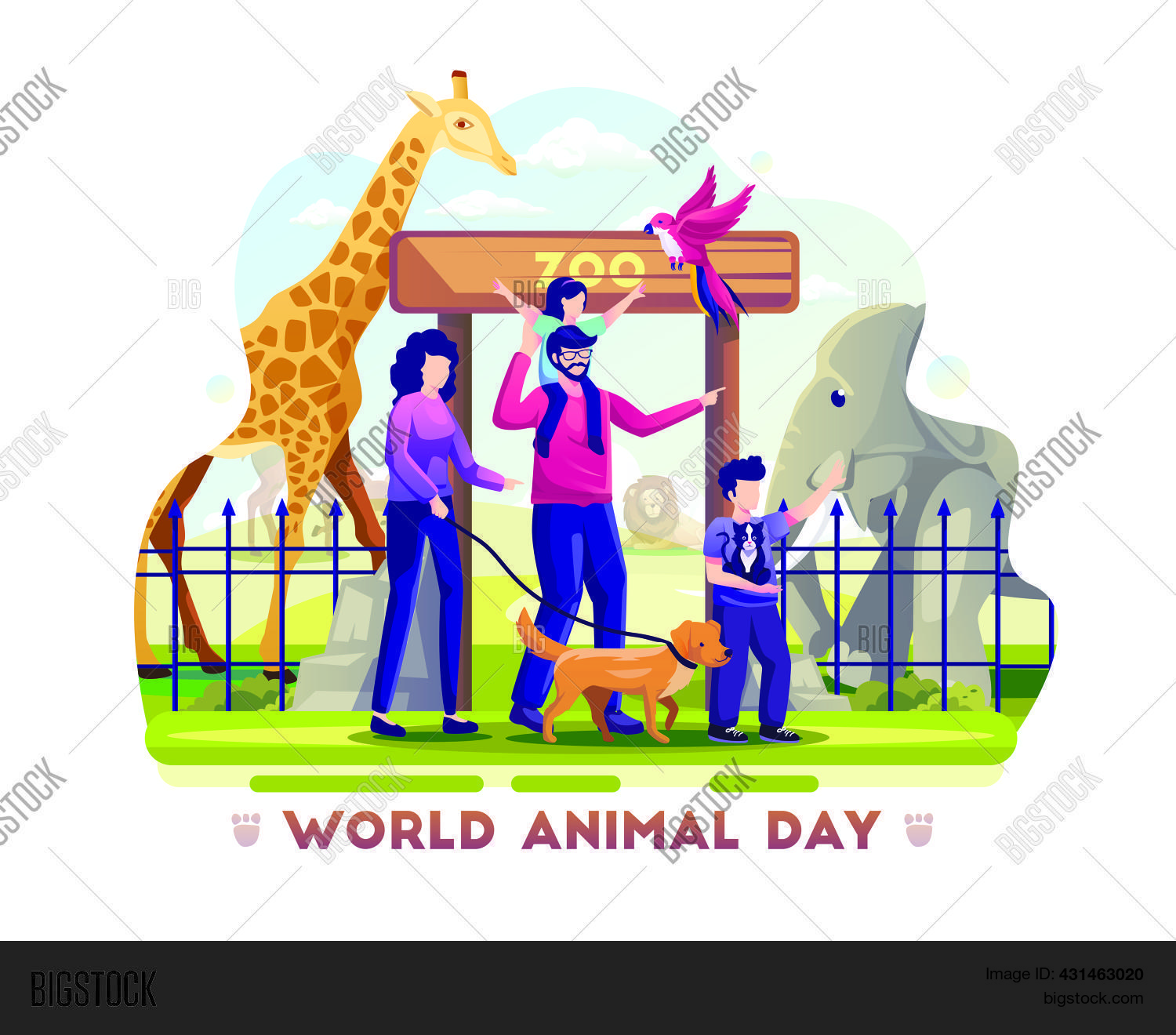 Family Visits Zoo Vector & Photo (Free Trial) | Bigstock