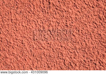 Pink Wall, Texture, Background. Relief Surface. Plastered Building Wall, Painted With Water-based Pi