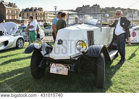 Dieppe, France - September 01, 2018: Dashboard Of A Retro French Car Renault At Dieppe