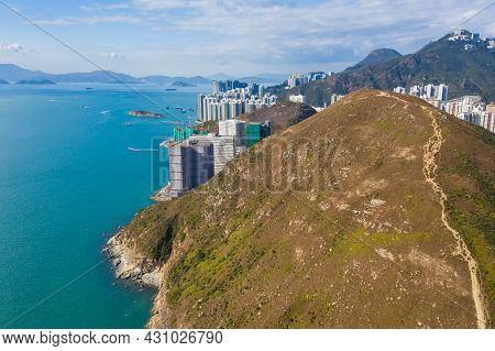 Aerial View Of Aberdeen Typhoon Shelters And Ap Lei Chau Seen From Mount Johnston, Also Known As Yuk